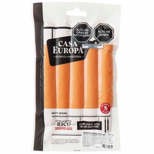 CASA EUROPA SALCHICHA VIENESA AHUMADA 250G