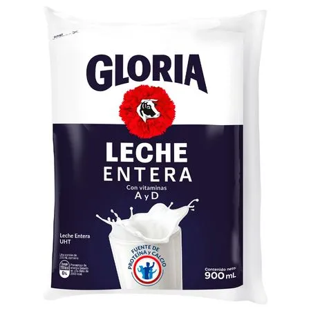 Gloria Leche Entera UHT Bolsa 900ml